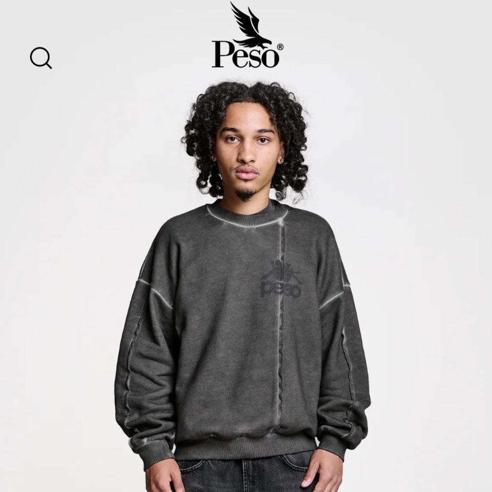 New Mens Peso Clo Twin Split Sweater in Mud‎ Grey
